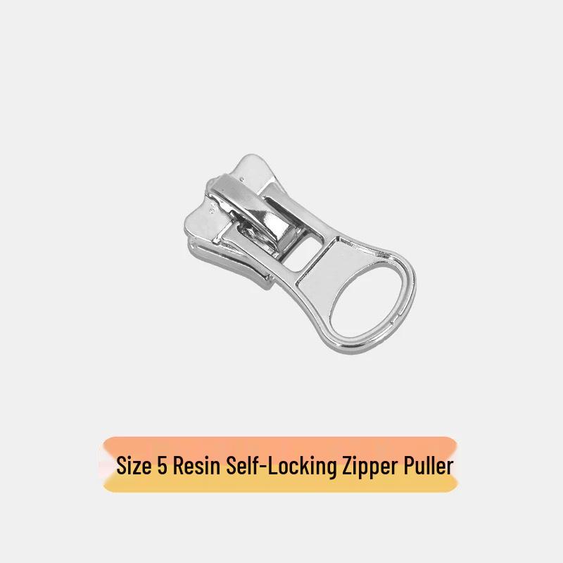 Resin Zipper with Disc Bottom Puller, Size 3/5/8, Self-Locking Zinc Alloy, Thickened Puller In Stock