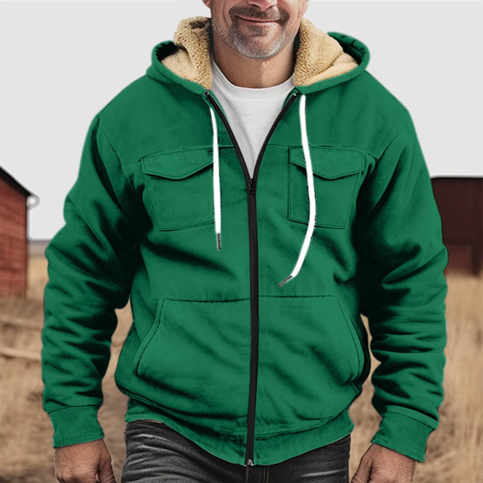 Мужская утолщенная куртка на пуговицах с двойным карманом и карманной вставкой — фото 10