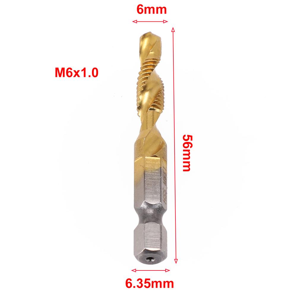 1pcs Hex Shank Metric Tap Gold Hole Tapping Chamfering In Titanium