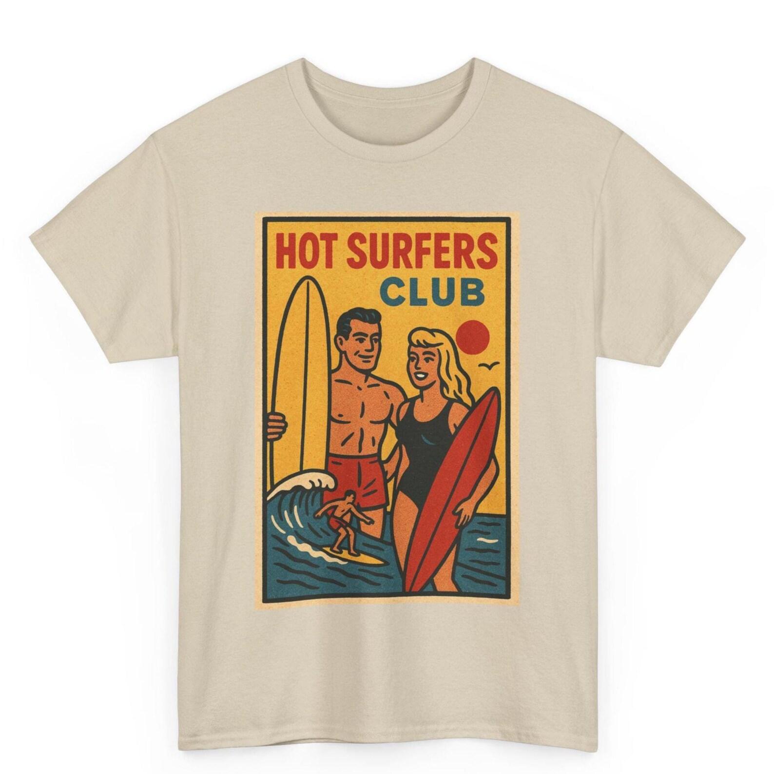 Retro Surfers Club T-Shirt: Vintage Beach Comic Graphic Tee M