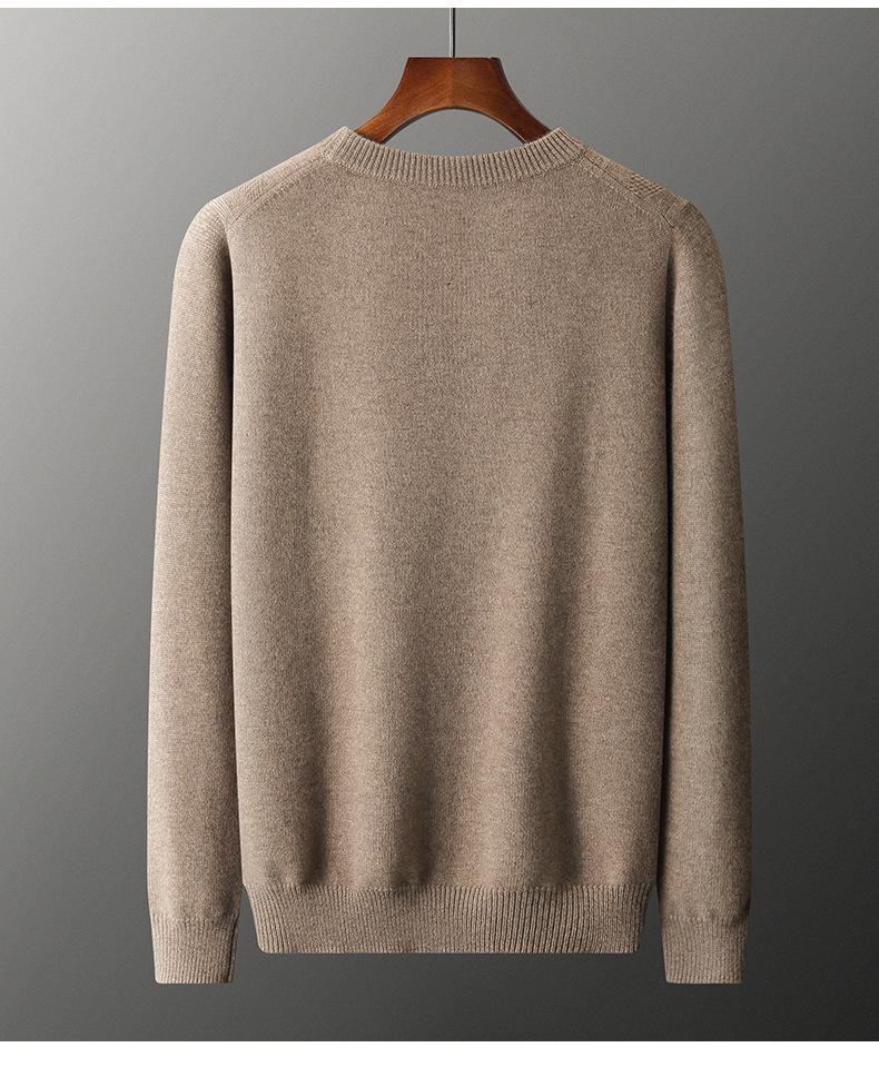 Men's Thickened Crew Neck Pure Cashmere Sweater - Warm Wool Knit Pullover for Autumn and Winter
