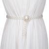 Yousheng Waist Chain Imitation Pearls 3D Flower Decor Waist Chain Adjustable Fit Retro Dress Waist Belt Special Occasions Accessory
