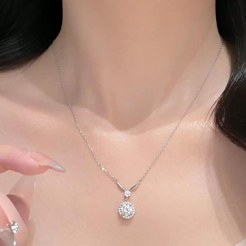 Moissanite S925 Sterling Silver Mermaid Tail Necklace - Elegant Clavicle Chain for Women