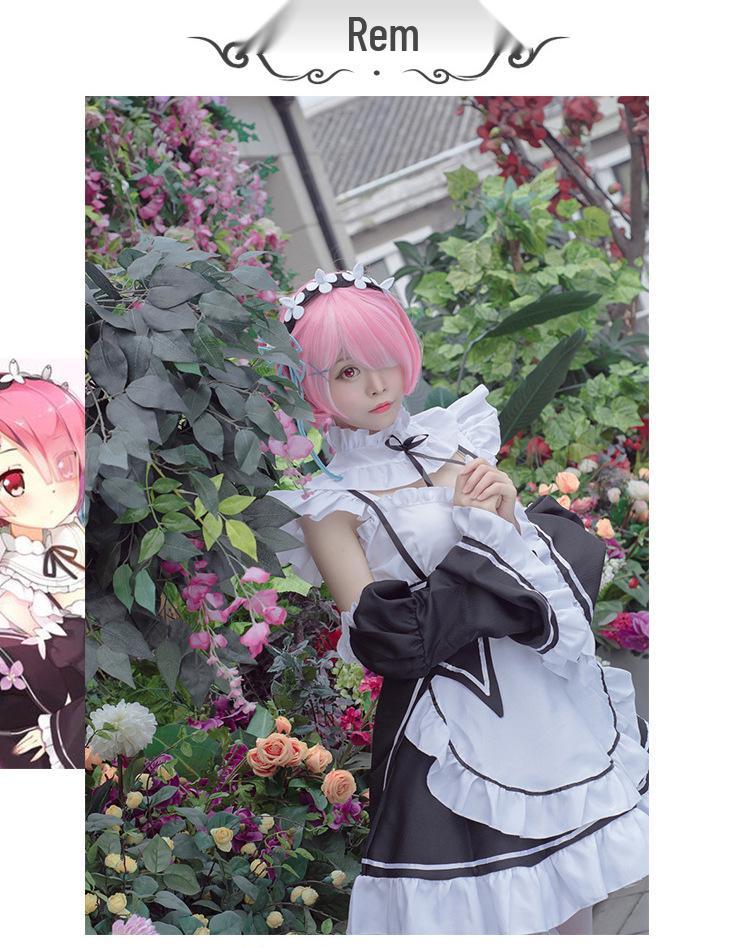 Re:Kostým pro cosplay Zero Rem & Ram nadměrné velikosti - Roztomilý služebnický outfit pro crossdressery