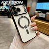 KEYSION Magnetic Plating Case for MagSafe for iPhone 17 Pro Max 17Air Transparent TPU Shockproof Phone Cover With Lens Protector