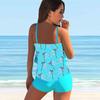 Damen Bademode Tankini 2-teiliger Badeanzug Weiß Kokosnussbaum-Print Urlaubsbadeanzug