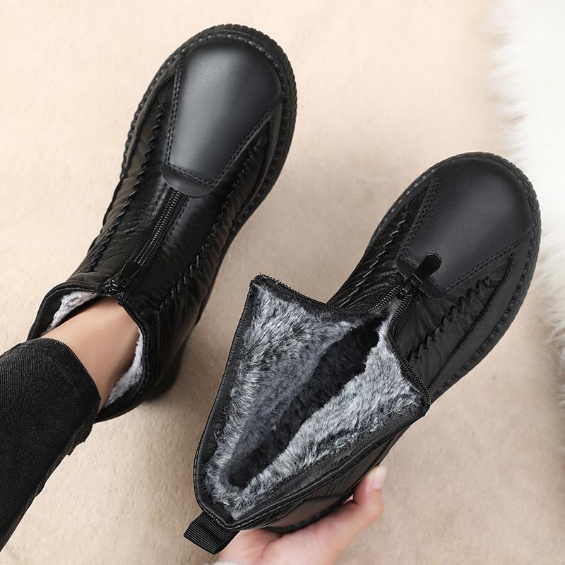 Women's fashion warm padded lining with ankle support comfortable soft elastic cushioning waterproof non-slip casual snow boots cotton shoes.