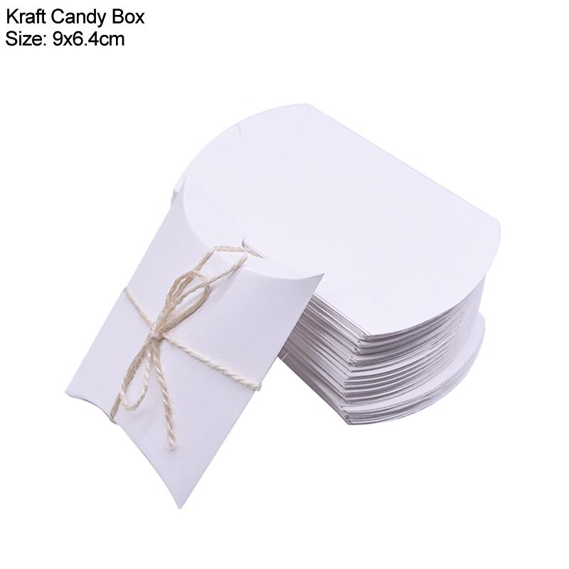 10/20/30Pcs Kraft Paper Pillow Candy Box Christmas Gift Packaging Boxes Candy Bags Wedding Baby Shower Birthday Party Decoration