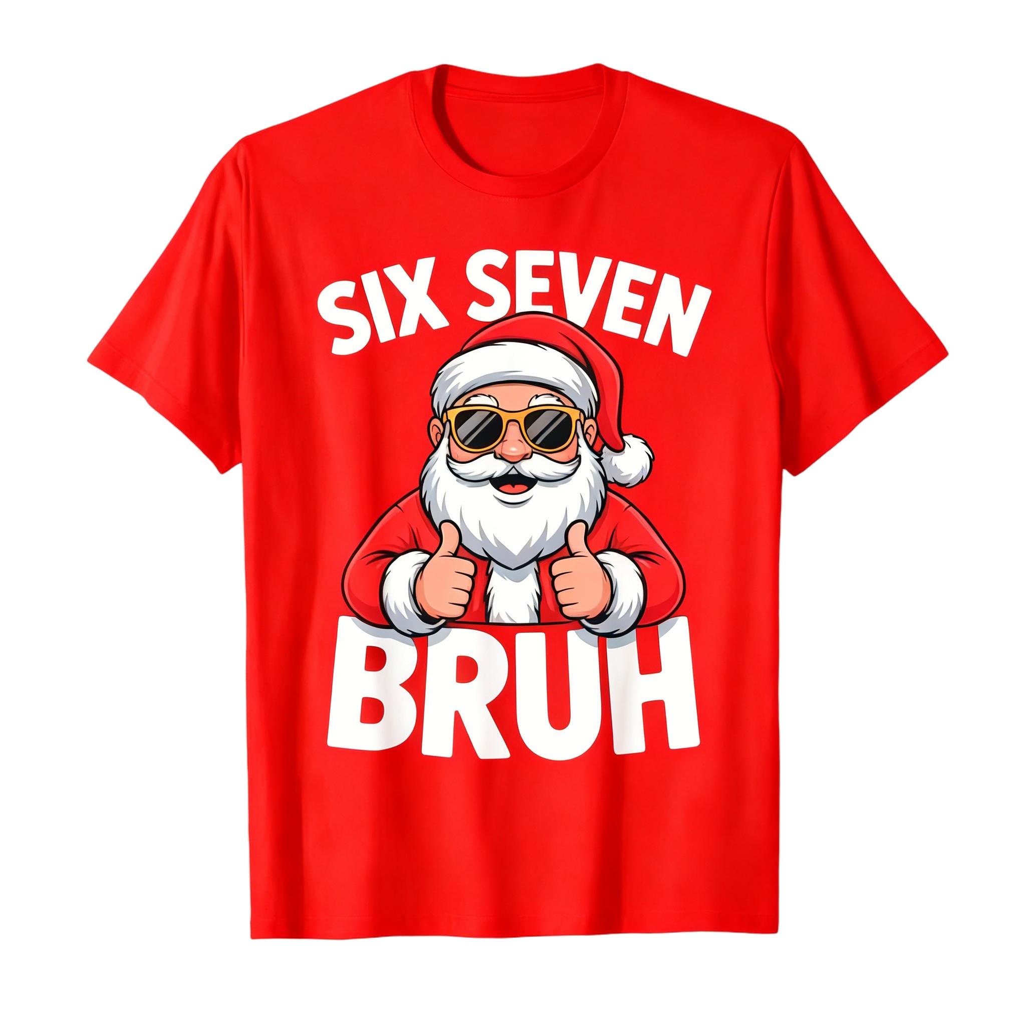 Funny Meme Tee Vintage Tshirt 67 Meme Christmas Santa Claus Funny Six Seven for Men Women Cotton Loose T Shirts Short Sleeve M