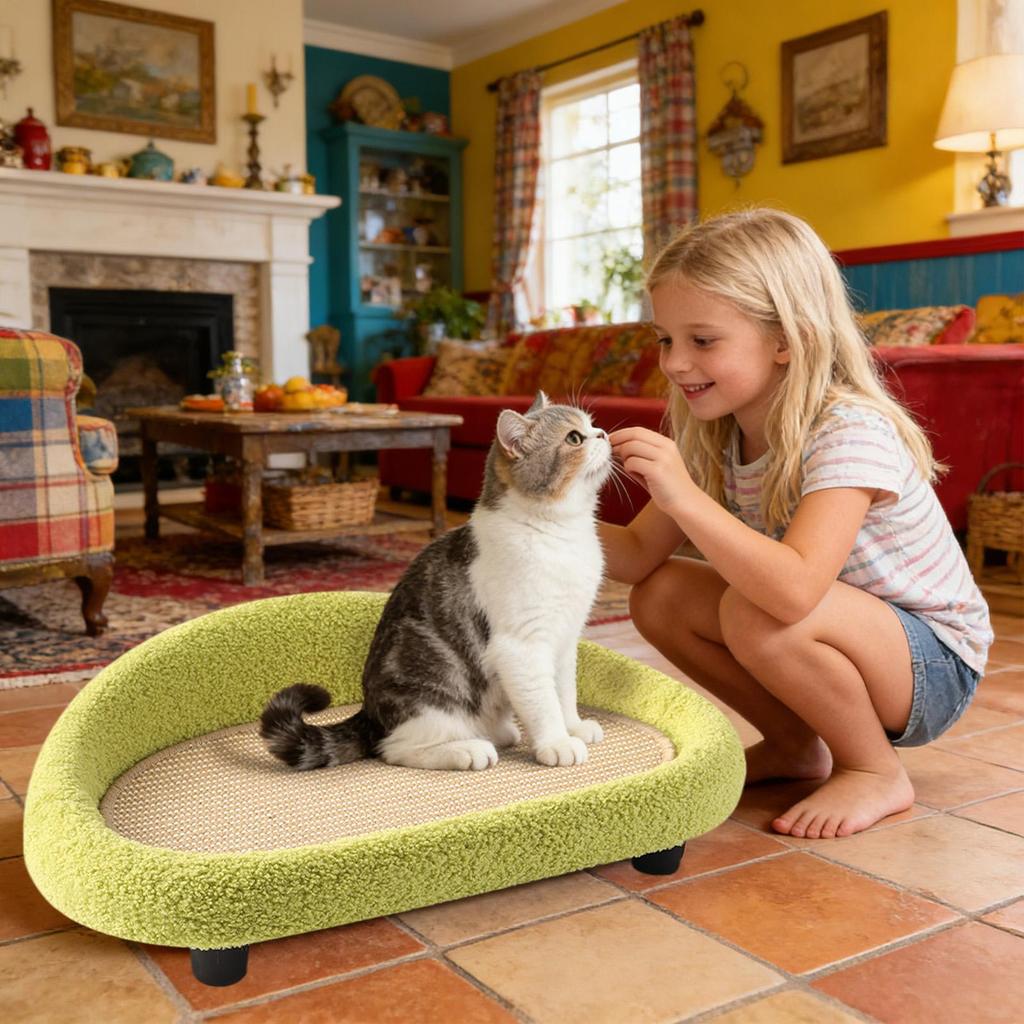 Cat Lounger Scratcher Sisal Large Lounge Sofa Cat Scratching Board For Home Living Room Apartment Dorm Patio Balcony Porch