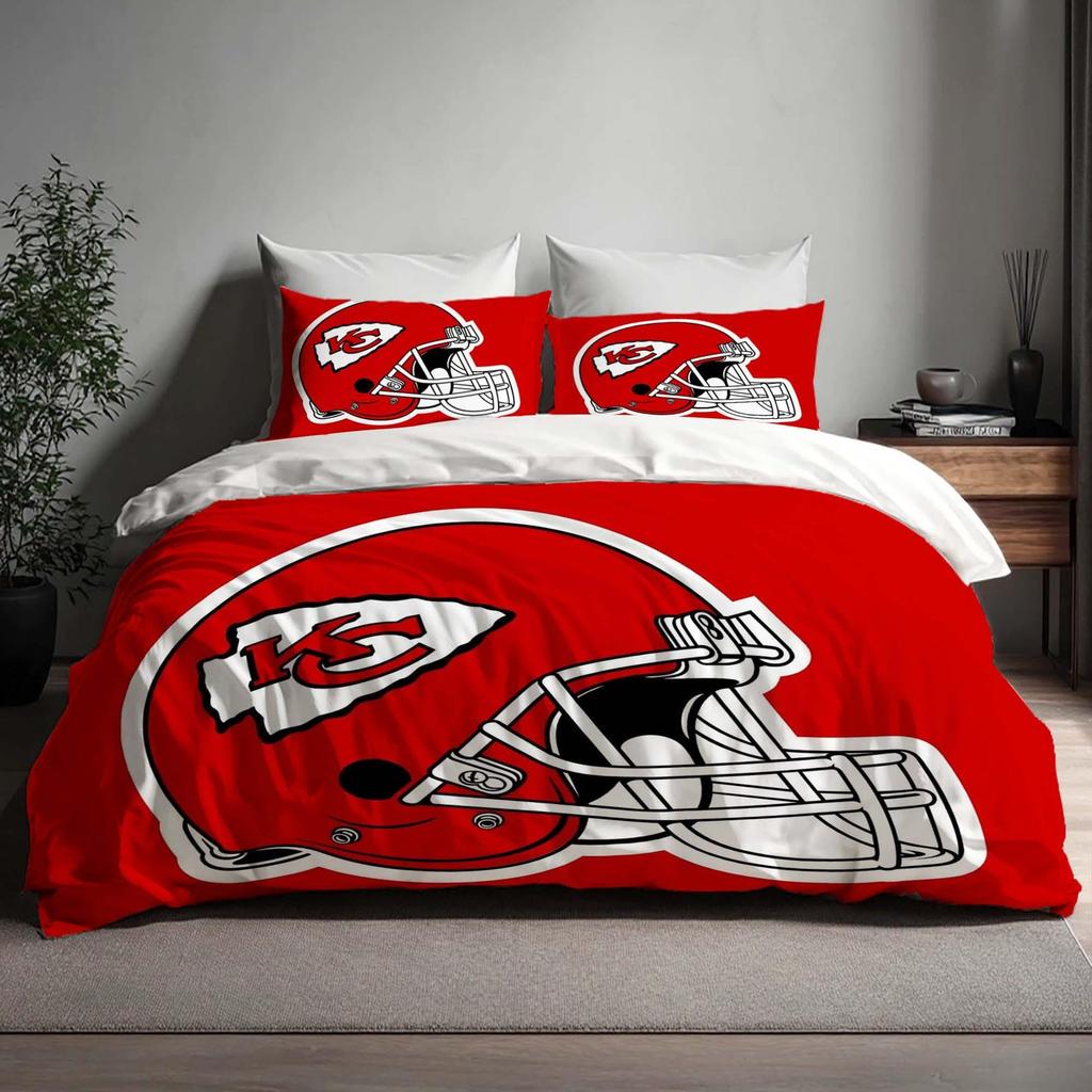 Regalo di Natale Copripiumino Kansas City Chiefs Set Lenzuola Tre Pezzi Nome Personalizzato Biancheria da Letto per Compleanno Coperta Trapuntata Regalo di Halloween Ritorno a Scuola.