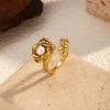 Chenhe's new titanium steel open imitation pearl ring, European and American style smooth surface ball special-shaped personalized plated 18K gold 