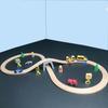 Wooden Train Set Interactive Beech Wood Railway Track Toy with Bridge Safe