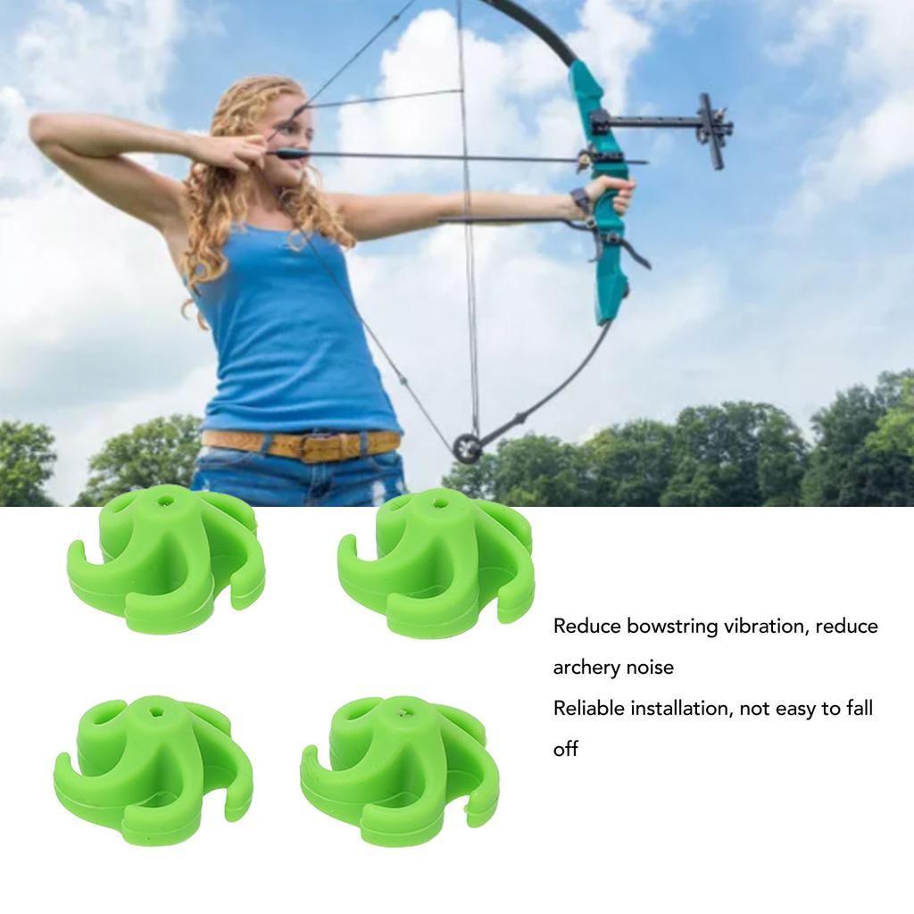 4Pcs Archery Bow String Stabilizer Rubber Recurve Compound Bow Bowstring Silencer Shock Dampener Green