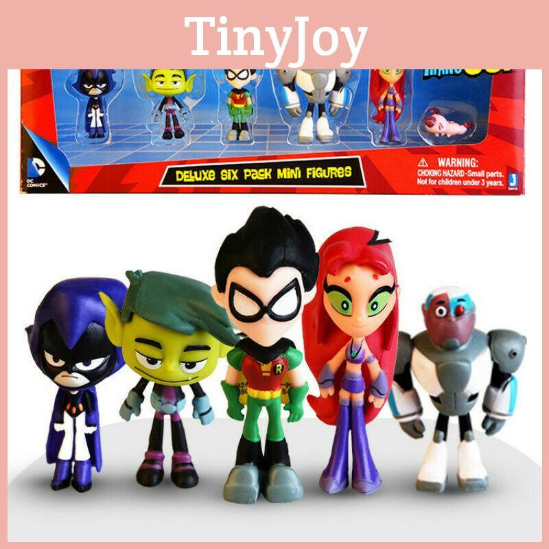 Colorful Teen Titans Go Miniature Set With Robin Raven Beast Boy Starfire Characters