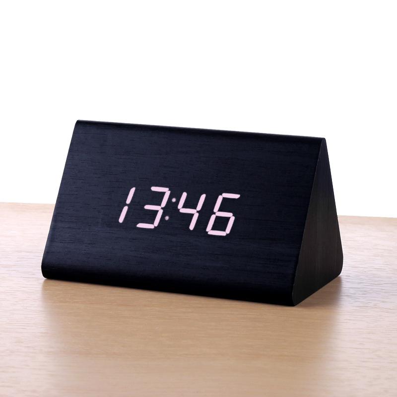 Wooden multi-functional alarm clock creative luminous intelligent led digital display student gift electronic clock silent