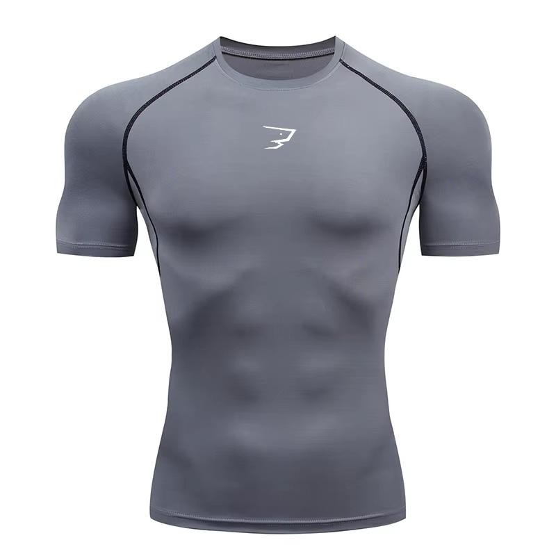 Herren Lauf Kompressions Kurzarm Sport T-Shirts Fitnessstudio Fitness Sportshirts Männlich Jogging Trainingsanzug Homme Athletisches Shirt Oberteile 902
