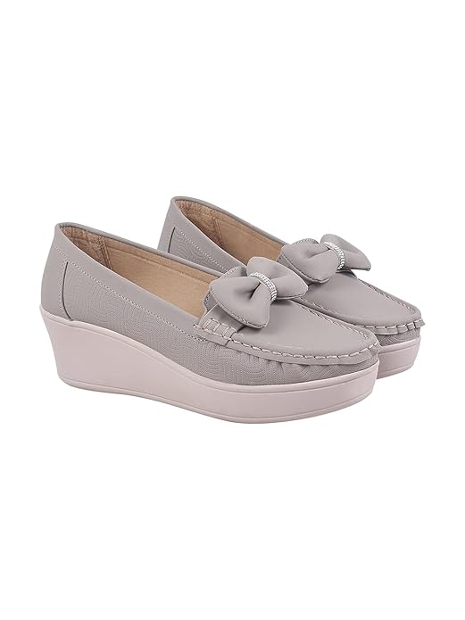Shoetopia Upper Bow Detailed Loafers for Women & Gilrs Comfortable Office, Party & Casual Footwear
