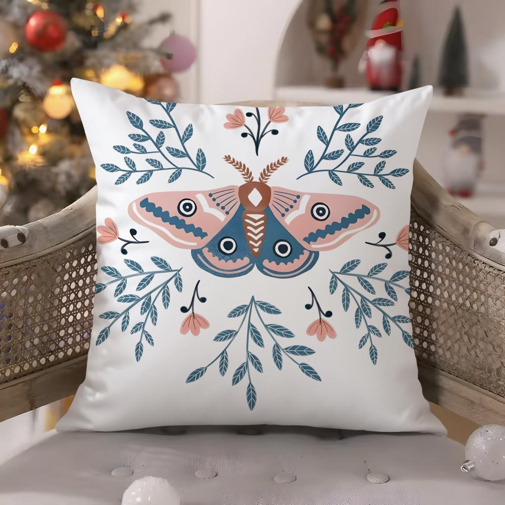 

Colorful plant and insect home prints Pillow Case Comfort Sofa Bed Silky elegant Invisible zipper Decorative cushion cover 30X30cm