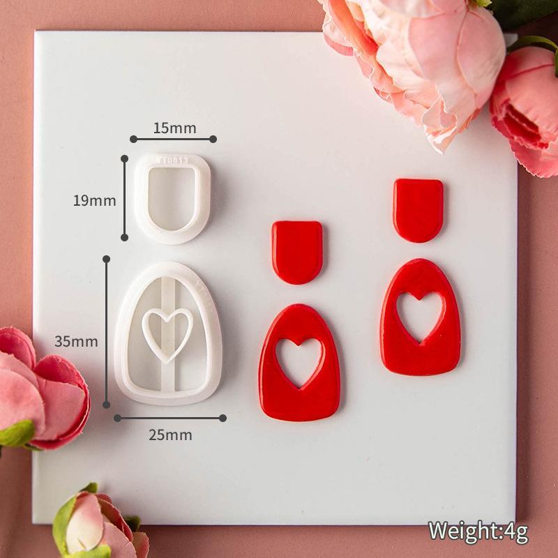 Valentijnsdag Serie Hartvormige Polymeerklei Zachte Keramiek Mallen Cartoon Hart Oorbellen Sieraden Hanger Maken Snijgereedschap