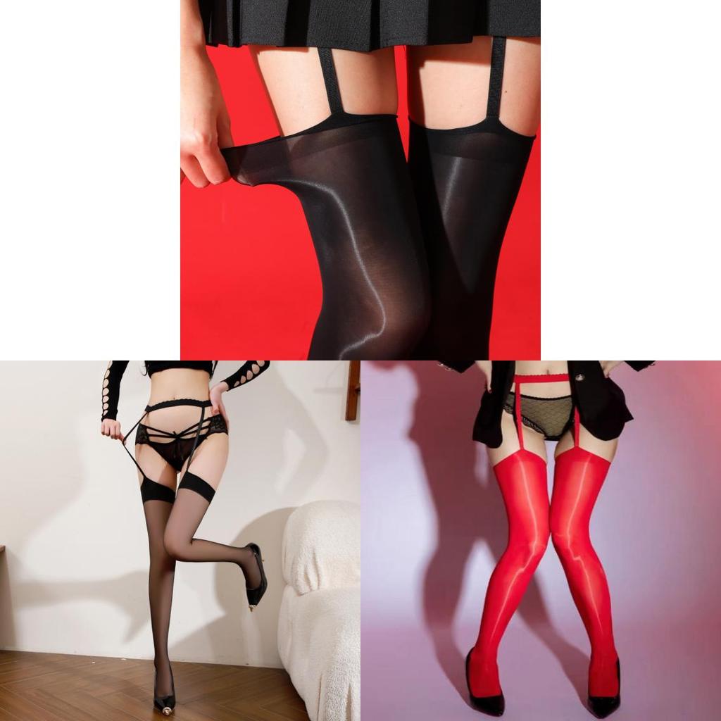Nylon Sheer Tights With Lace Straps For Nightclub And Summer Wear For Women