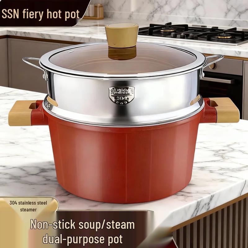 

SSN Maifan Stone Non-Stick Soup & Steamer Pot