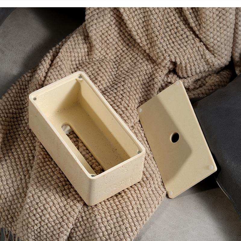 Wabi-sabi Wind Tunnel Stone Napkin Box Household Light Luxury Living Room Decoration Coffee Table Tissue Holder