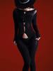 Sexy Women 12 Bowknot Hollow Out Bodysuit Elastic Open Crotch Sexy Tights Velvet Sheer See Through Jumpsuit Solid Maid Leotard