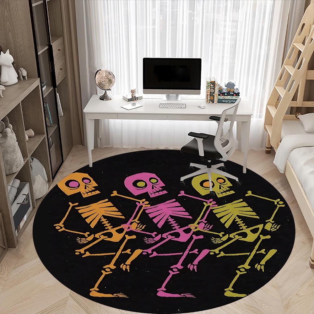 1PC Skeletoons Skeletons Office Round Area Rug, Indoor Mat Suitable For Office, Under Office Chairs Bedroom Living Room Home Decor, Room Decos004
