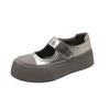 Fashion Versatile Silver Platform Big Head Shoes Women's 2025 New Spring and Summer Light Mouth Mary Jane Shoes Heightening Low-top Board Shoes