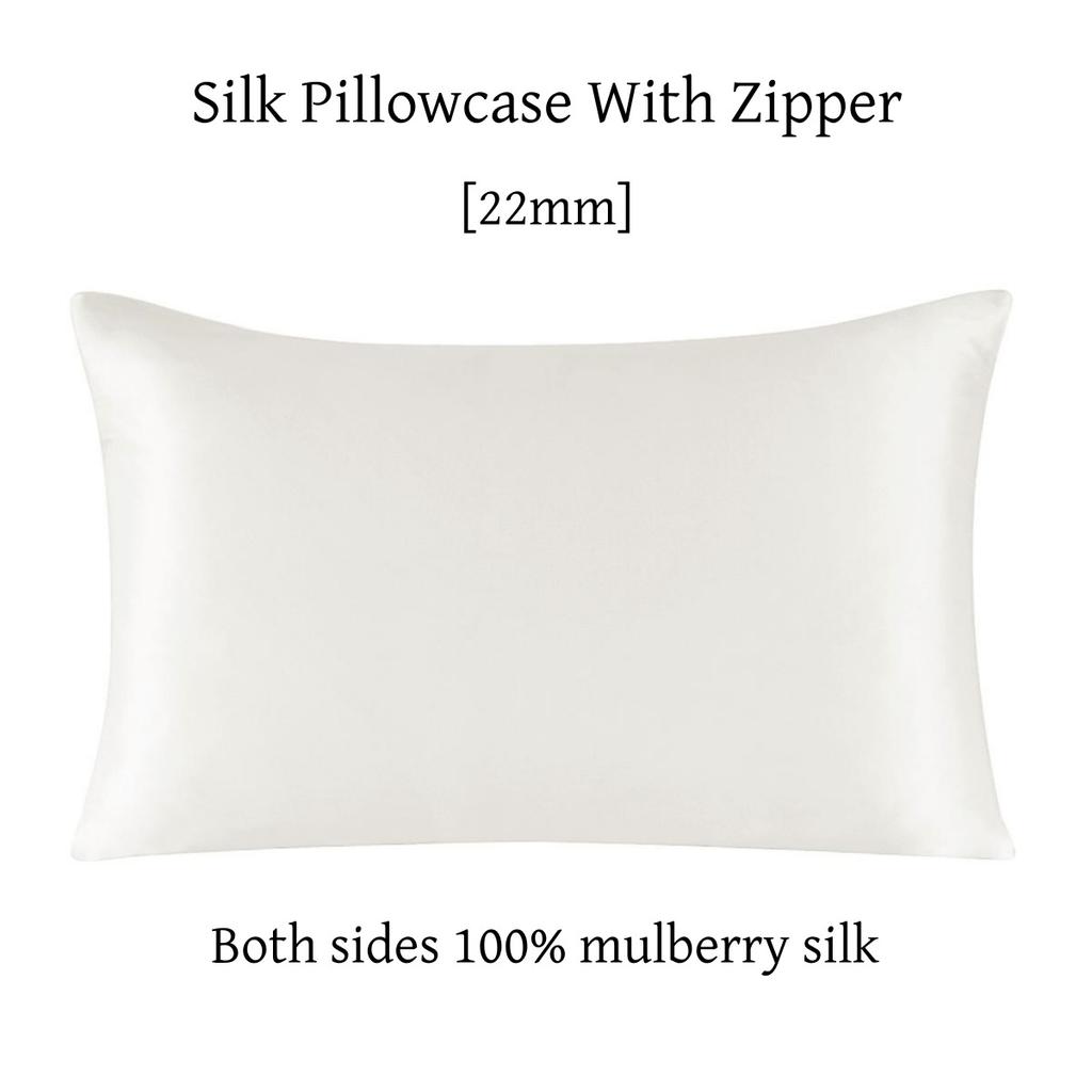 22 Momme Silk Zipper Pillowcase 1pc 100% Nature Mulberry Silk Muticolor Pillow Case For Healthy Standard Queen King