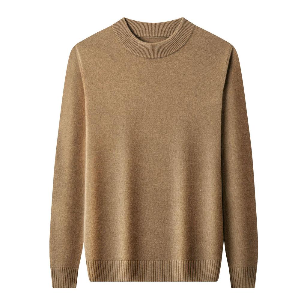 2025 Men's Pure Wool Round Neck Knit Sweater - Casual Long Sleeve Autumn/Winter Collection