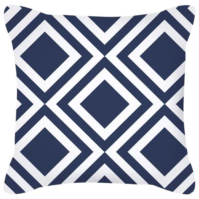 Pillowcase Navy Blue Geometric Pattern  Decorative  Home
