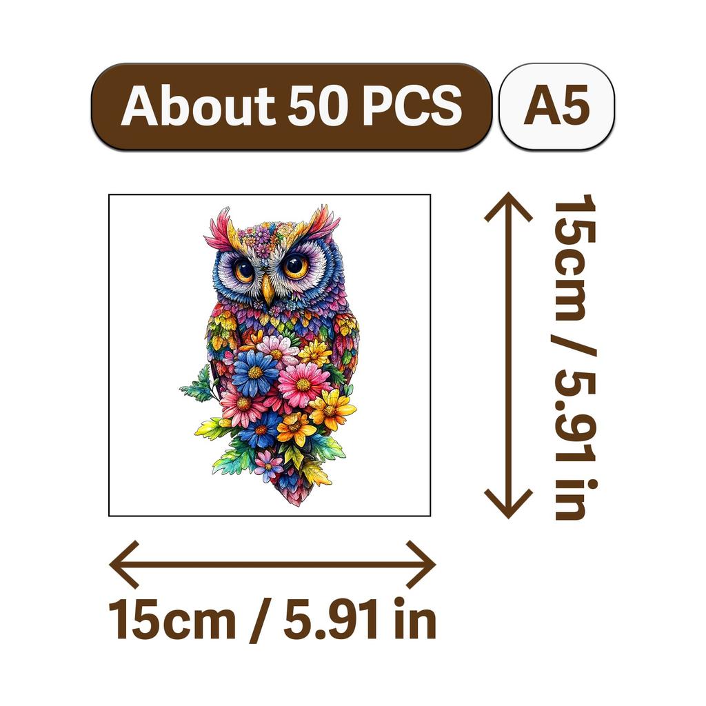 The Owl and Animals Theme Wooden Jigsaw Puzzle Wood Home Decor Painting Christmas and Halloween Gift Toy for Teen and Kid