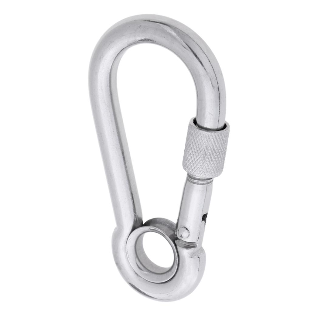 316 Stainless Steel Carabiner Spring Snap Hook with Eyelet Outdoor Camping
