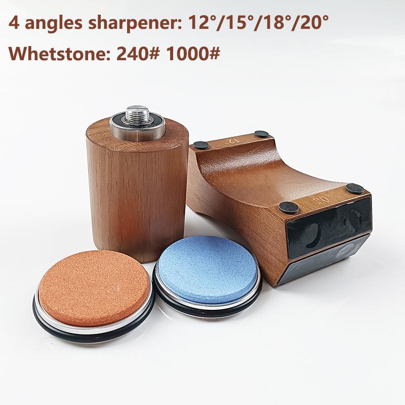 

Newest 4-Angle Rolling Knife Sharpener 15/18/20/22° Sharpeners Magnet Wooden Base Diamond Grinder Set Woodwork Sharpening System AE2544