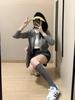 Women's Slim-Fit Gray Knitted Cardigan - Spring 2025 Petite Short Sweater Coat