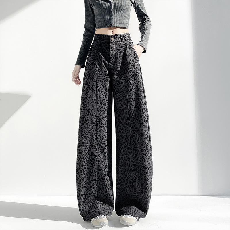 American Retro Leopard Print High-Waist Wide-Leg Pants - Spring 2026 Collection for Women