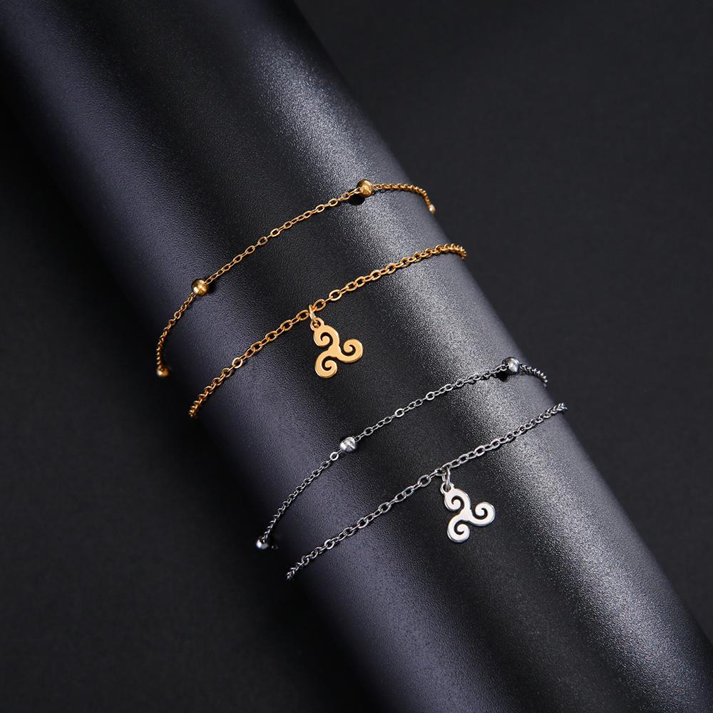 Dawapara Náramek s přívěskem Triskel Trojitá spirála Symbol Triskelion Keltové Amulet Nerezová ocel Dámské šperky