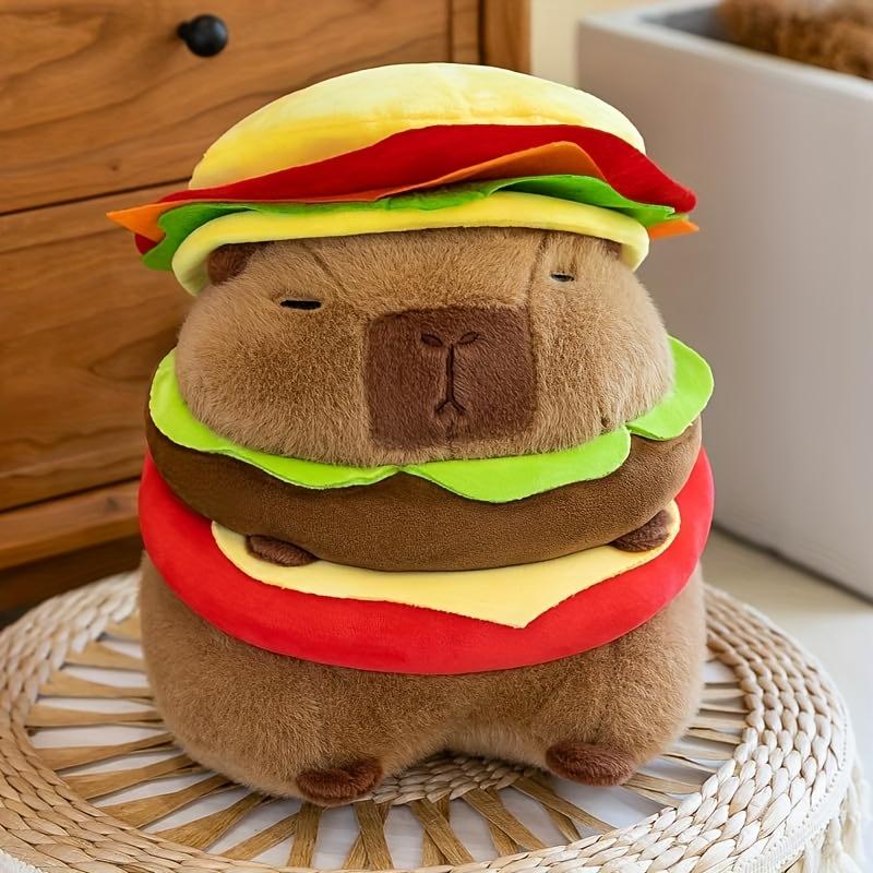 Hamburger Capybara Plush Toy - Stuffed Animal with Realistic Burger,Birthday Gifts for girls and boys, Girls for Kids