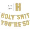 Pre-Strung 50th Party Gold Glitter Banner, Happy 50th Birthday Decorations for Men, Funny 50 Year Old Party Sign, 50th Birthday Decor for Women