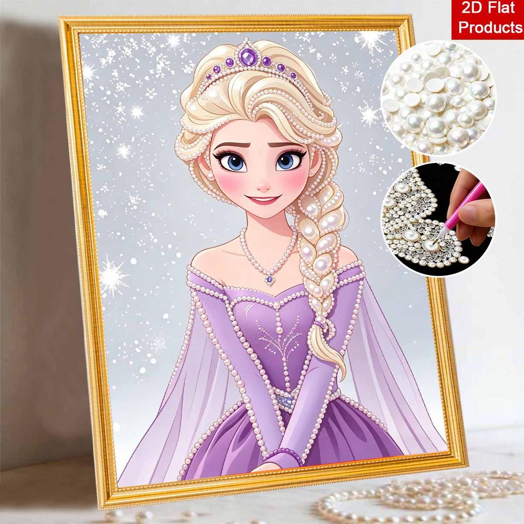 Disney Pearl Painting Purple Dress Elsa DIY Pearl Art Pearl Painting Kit Pearl Art Painting Wall Suitable for Home Office Decoration Handmade Gifts