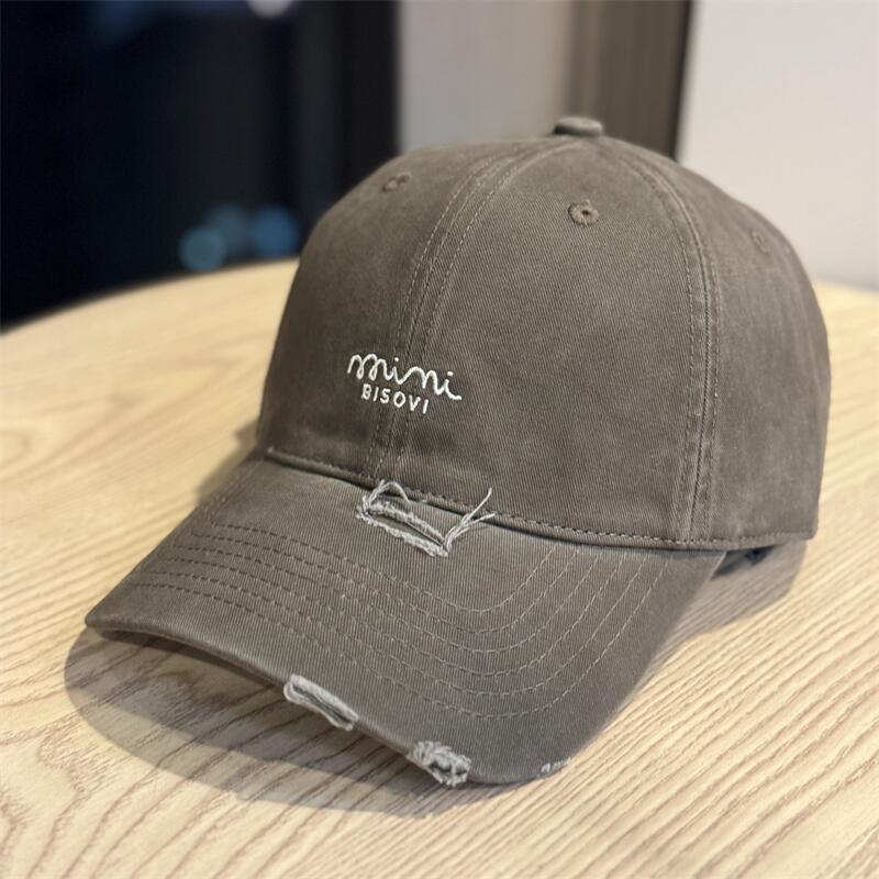 New Letter Embroidered Baseball Cap Women's Spring and Summer Wide Brim Big Face Showing Face Small Cap Big Head Circumference Hat