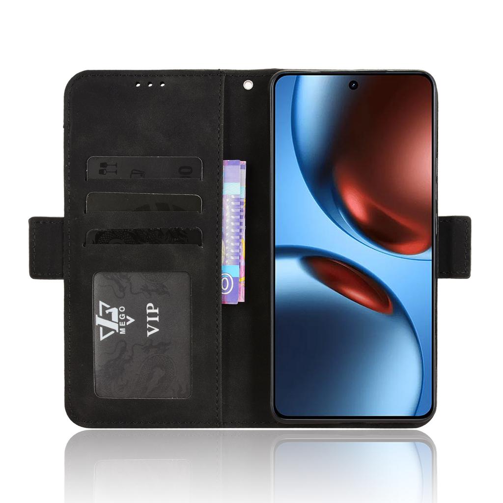 Für Realme GT7 5G (China)/Realme GT 7 5G Lederhülle Handy-Brieftaschen-Hülle mit mehreren Kartenfächern