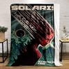 Vintage Solaris Sci-Fi Book Cover Dark Throw Blanket, Super Soft Fleece Blanket for All Seasons, Reversible Plush Throw for Any Room