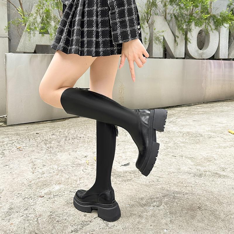 Off-white boots women's boots autumn and winter new tall boots small thick-soled thick-heeled knight boots