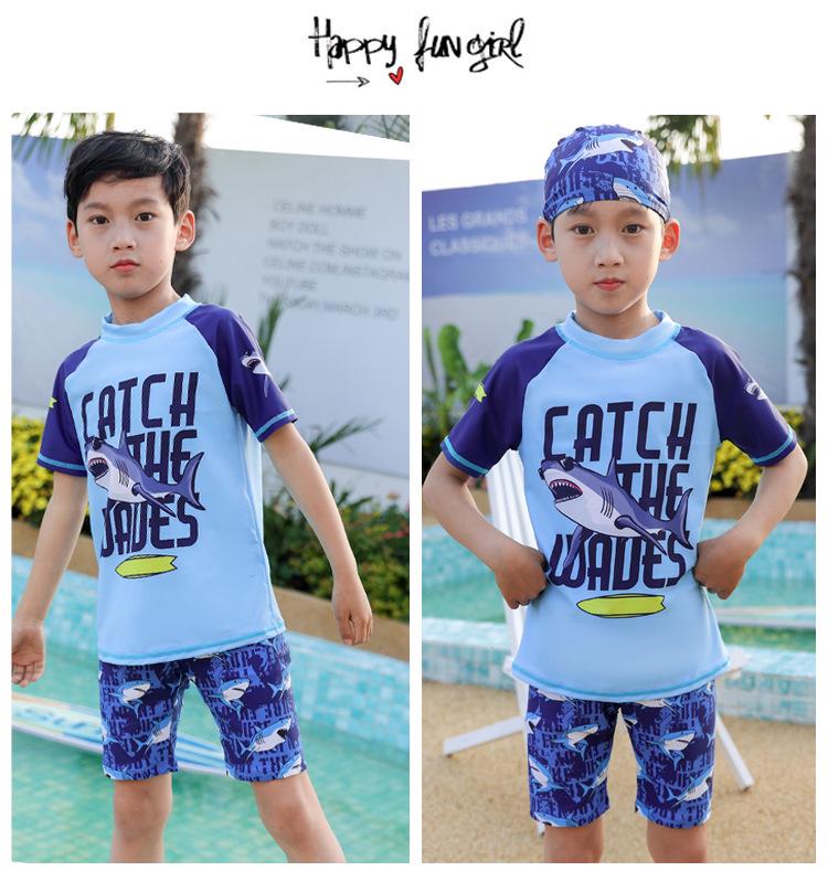 2023 Boys' Quick-Dry Swimwear Set: Split Style Swimsuit with Trunks for Children, Available In Small, Medium, Large