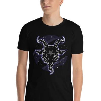 Baphomet Gothic Nugoth Goth Satanisch Pentagramm Kurzarm Unisex T-Shirt