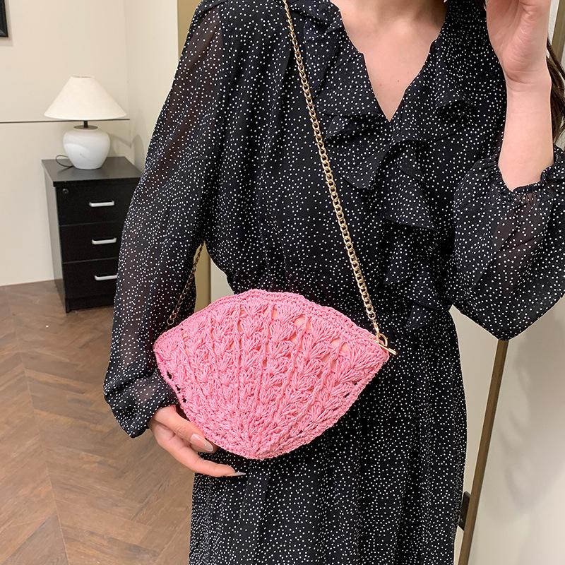 Muschel Umhängetasche Neue Mode Fan Strohtasche Damen Strandurlaub Strandtasche