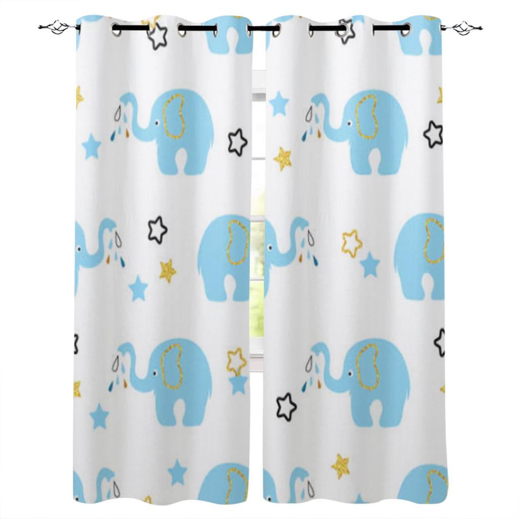 Baby Elephant Cute Butterfly Window Curtain for Living Room Bedroom Home Decor Kitchen for Window Drapes